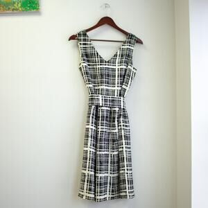 Talbots Plaid Sleeveless Belted Cocktail Dress Size 6P